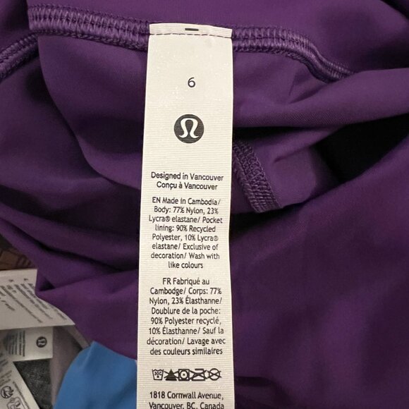 NWT Lululemon Wunder Train HR Crop 15" Leggings - Size 6 - College Purple - Picture 5 of 6